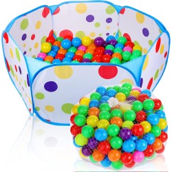Jexine 200 Ball Kids Large Pit 39.4 Inch Ball Big Baby Pit Tent with Ball Plastic Pit Colorful Small Balls Toddler Playhouse Playpen for Boy Girl Crawl Play Indoor Outdoor