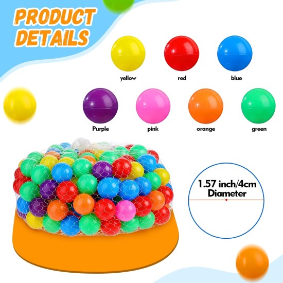 Jexine 200 Ball Kids Large Pit 39.4 Inch Ball Big Baby Pit Tent with Ball Plastic Pit Colorful Small Balls Toddler Playhouse Playpen for Boy Girl Crawl Play Indoor Outdoor