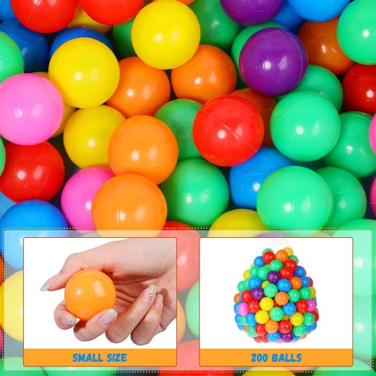 Jexine 200 Ball Kids Large Pit 39.4 Inch Ball Big Baby Pit Tent with Ball Plastic Pit Colorful Small Balls Toddler Playhouse Playpen for Boy Girl Crawl Play Indoor Outdoor