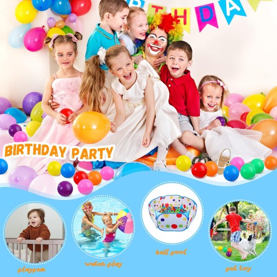 Jexine 200 Ball Kids Large Pit 39.4 Inch Ball Big Baby Pit Tent with Ball Plastic Pit Colorful Small Balls Toddler Playhouse Playpen for Boy Girl Crawl Play Indoor Outdoor