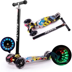 Andoer Scooter, Foldable Scooter for Kids 3 Wheel Scooter with Light Up Wheels Kick Scooter for Toddlers 3-8 Year with Adjustable Height Lightweight Scooter