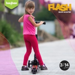 Baybee Flash Scooter for Kids, 3 Wheel Kids Scooter Smart Kick Scooter with Foldable & Height Adjustable Handle & Extra-Wide LED PU Wheels & Brake, Skate Scooter for Kids (ST4-Black)