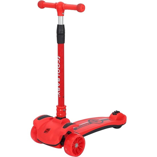 COOLBABY Kid's Scooter 3 Wheels Big Pedal Foldable Kick Scooter with Music, Height Adjustable with LED Light Wheels COOLBABY Kid's Scooter 3 Wheels Big Pedal Foldable Kick Scooter with Music, Height Adjustable with LED Light Wheels
