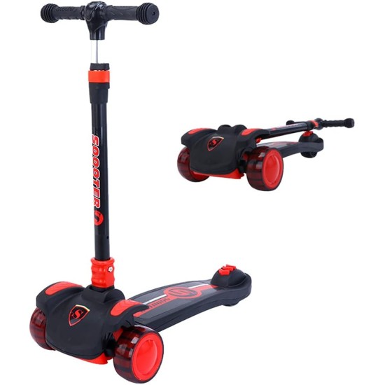 COOLBABY Kid's Scooter 3 Wheels Big Pedal Foldable Kick Scooter with Music, Height Adjustable with LED Light Wheels COOLBABY Kid's Scooter 3 Wheels Big Pedal Foldable Kick Scooter with Music, Height Adjustable with LED Light Wheels