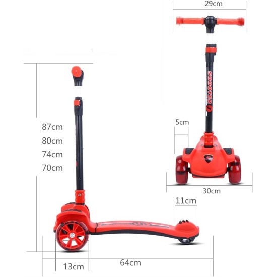 COOLBABY Kid's Scooter 3 Wheels Big Pedal Foldable Kick Scooter with Music, Height Adjustable with LED Light Wheels COOLBABY Kid's Scooter 3 Wheels Big Pedal Foldable Kick Scooter with Music, Height Adjustable with LED Light Wheels