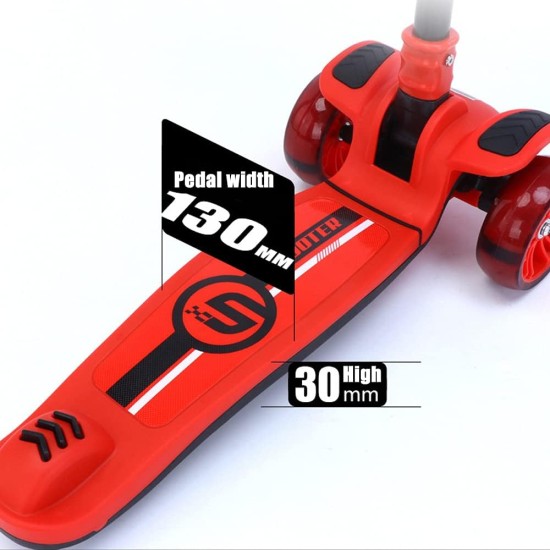 COOLBABY Kid's Scooter 3 Wheels Big Pedal Foldable Kick Scooter with Music, Height Adjustable with LED Light Wheels COOLBABY Kid's Scooter 3 Wheels Big Pedal Foldable Kick Scooter with Music, Height Adjustable with LED Light Wheels