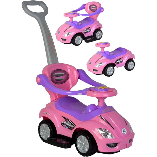 ChromeWheels 3 in 1 Ride on Toys Push Car with Guardrail, Mega Car for Toddlers, w/Handle, Horn, Music, Color Red ChromeWheels 3 in 1 Ride on Toys Push Car with Guardrail, Mega Car for Toddlers, w/Handle, Horn, Music, Color Red