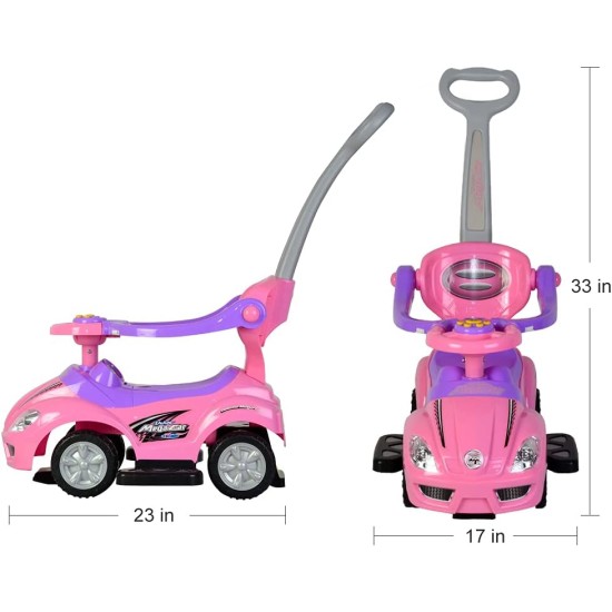 ChromeWheels 3 in 1 Ride on Toys Push Car with Guardrail, Mega Car for Toddlers, w/Handle, Horn, Music, Color Red ChromeWheels 3 in 1 Ride on Toys Push Car with Guardrail, Mega Car for Toddlers, w/Handle, Horn, Music, Color Red