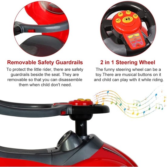 ChromeWheels 3 in 1 Ride on Toys Push Car with Guardrail, Mega Car for Toddlers, w/Handle, Horn, Music, Color Red ChromeWheels 3 in 1 Ride on Toys Push Car with Guardrail, Mega Car for Toddlers, w/Handle, Horn, Music, Color Red