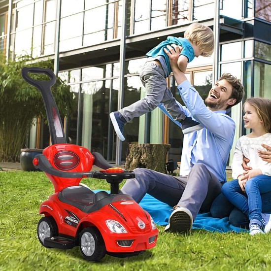 ChromeWheels 3 in 1 Ride on Toys Push Car with Guardrail, Mega Car for Toddlers, w/Handle, Horn, Music, Color Red ChromeWheels 3 in 1 Ride on Toys Push Car with Guardrail, Mega Car for Toddlers, w/Handle, Horn, Music, Color Red