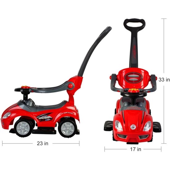 ChromeWheels 3 in 1 Ride on Toys Push Car with Guardrail, Mega Car for Toddlers, w/Handle, Horn, Music, Color Red ChromeWheels 3 in 1 Ride on Toys Push Car with Guardrail, Mega Car for Toddlers, w/Handle, Horn, Music, Color Red