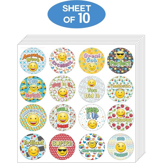 Creanoso Emoji Teacher Grading Stickers (10-Sheet) - Assorted Designs for Children - Classroom Reward Incentives for Students - Stocking Stuffers Party Favors & Giveaways Creanoso Emoji Teacher Grading Stickers (10-Sheet) - Assorted Designs for Children - Classroom Reward Incentives for Students - Stocking Stuffers Party Favors & Giveaways