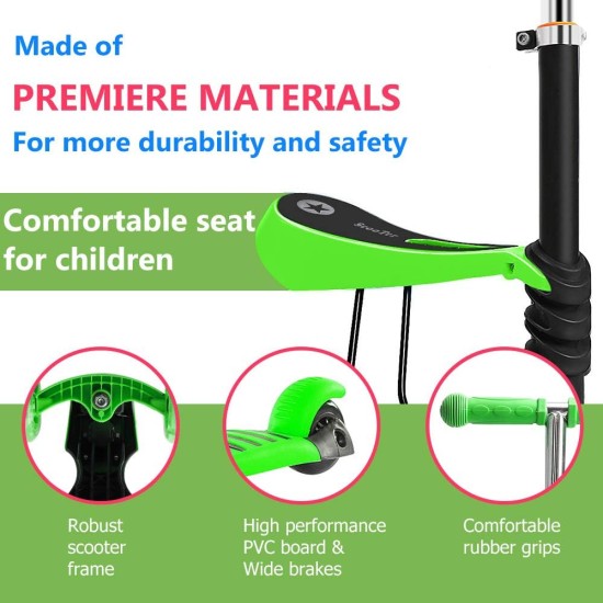 Dripex 5-in-1 Kids Scooter Toddler Scooter with Flashing Led Light Up Wheels 3 Wheels Kick Scooter with Adjustable Handlebar Removable Seat and Push Handle Dripex 5-in-1 Kids Scooter Toddler Scooter with Flashing Led Light Up Wheels 3 Wheels Kick Scooter with Adjustable Handlebar Removable Seat and Push Handle