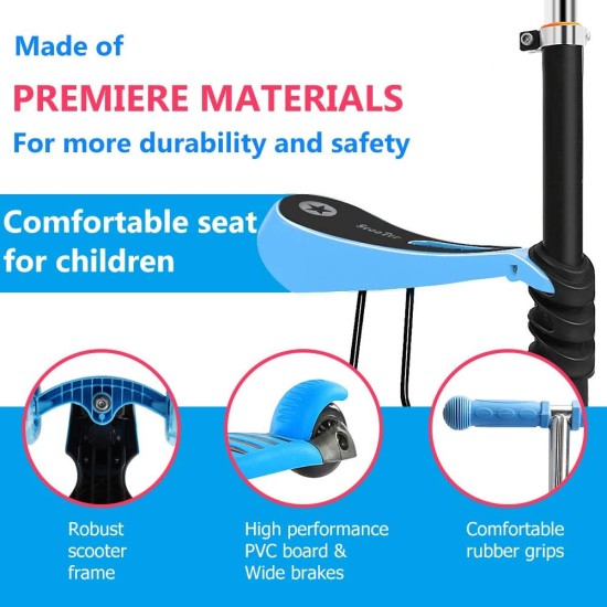 Dripex 5-in-1 Kids Scooter Toddler Scooter with Flashing Led Light Up Wheels 3 Wheels Kick Scooter with Adjustable Handlebar Removable Seat and Push Handle Dripex 5-in-1 Kids Scooter Toddler Scooter with Flashing Led Light Up Wheels 3 Wheels Kick Scooter with Adjustable Handlebar Removable Seat and Push Handle