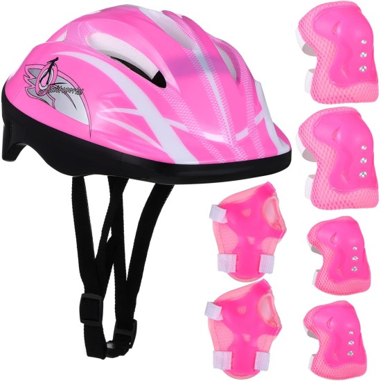 INOOMP 1 Set Adjustable Roller Bike with Helmets Scooter Knee Children Wrist Er Boys Gear For Blading Elbow Cycling Pads Safety Pads Rosy Skating INOOMP 1 Set Adjustable Roller Bike with Helmets Scooter Knee Children Wrist Er Boys Gear For Blading Elbow Cycling Pads Safety Pads Rosy Skating