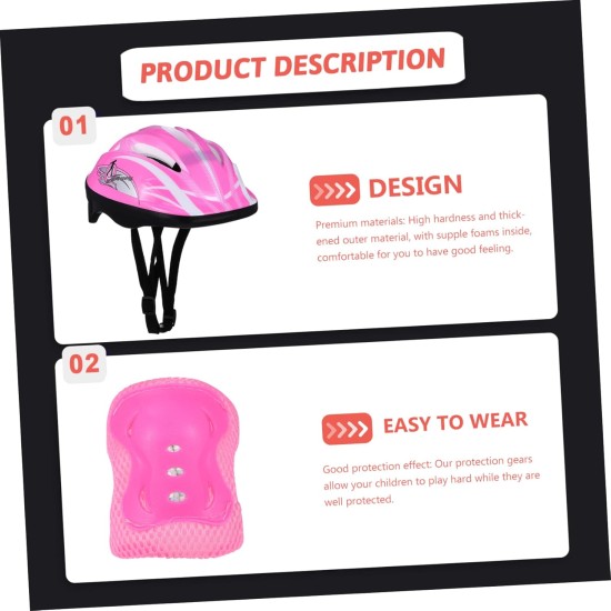 INOOMP 1 Set Adjustable Roller Bike with Helmets Scooter Knee Children Wrist Er Boys Gear For Blading Elbow Cycling Pads Safety Pads Rosy Skating INOOMP 1 Set Adjustable Roller Bike with Helmets Scooter Knee Children Wrist Er Boys Gear For Blading Elbow Cycling Pads Safety Pads Rosy Skating