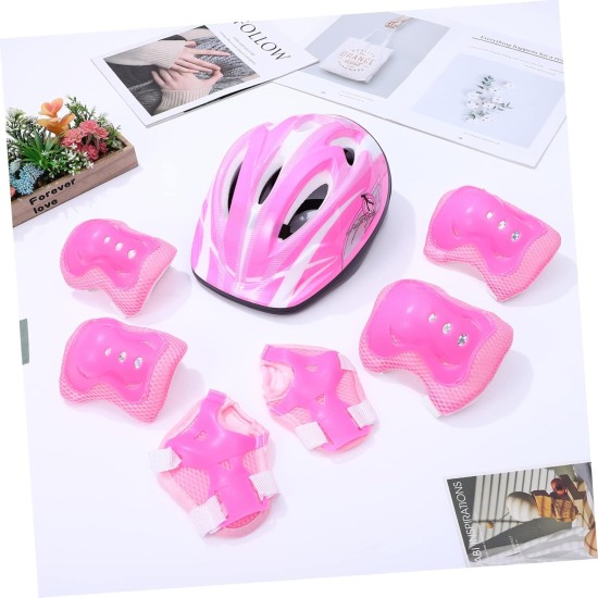 INOOMP 1 Set Adjustable Roller Bike with Helmets Scooter Knee Children Wrist Er Boys Gear For Blading Elbow Cycling Pads Safety Pads Rosy Skating INOOMP 1 Set Adjustable Roller Bike with Helmets Scooter Knee Children Wrist Er Boys Gear For Blading Elbow Cycling Pads Safety Pads Rosy Skating