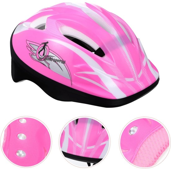 INOOMP 1 Set Adjustable Roller Bike with Helmets Scooter Knee Children Wrist Er Boys Gear For Blading Elbow Cycling Pads Safety Pads Rosy Skating INOOMP 1 Set Adjustable Roller Bike with Helmets Scooter Knee Children Wrist Er Boys Gear For Blading Elbow Cycling Pads Safety Pads Rosy Skating