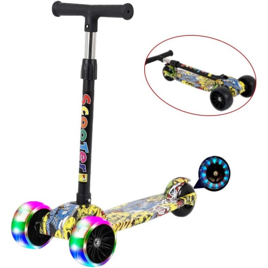 Inder Kids 3 wheel Mini Height- Adjustable Kick Scooter, 3-6Years-Old (Graffiti Yellow) Inder Kids 3 wheel Mini Height- Adjustable Kick Scooter, 3-6Years-Old (Graffiti Yellow)