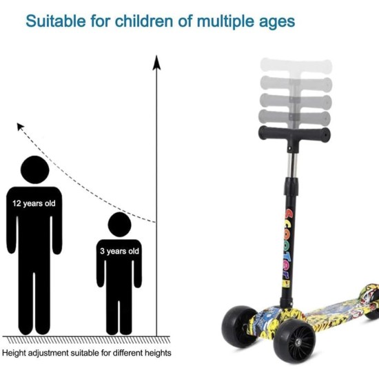 Inder Kids 3 wheel Mini Height- Adjustable Kick Scooter, 3-6Years-Old (Graffiti Yellow) Inder Kids 3 wheel Mini Height- Adjustable Kick Scooter, 3-6Years-Old (Graffiti Yellow)