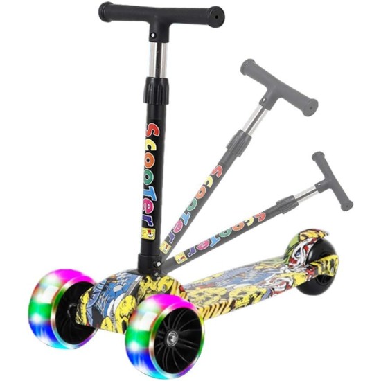 Inder Kids 3 wheel Mini Height- Adjustable Kick Scooter, 3-6Years-Old (Graffiti Yellow) Inder Kids 3 wheel Mini Height- Adjustable Kick Scooter, 3-6Years-Old (Graffiti Yellow)