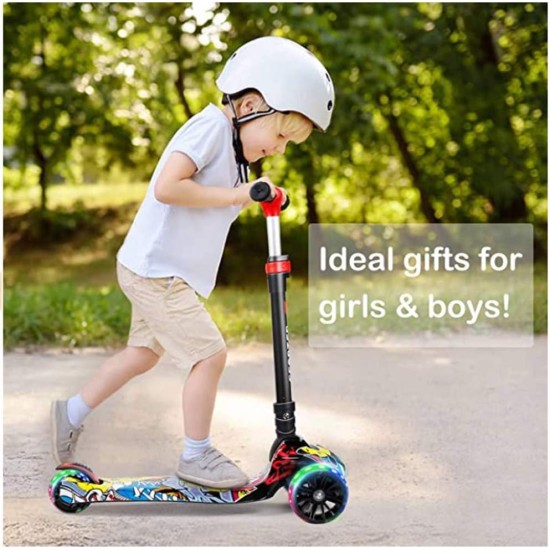 Inder Kids 3 wheel Mini Height- Adjustable Kick Scooter, 3-6Years-Old (Graffiti Yellow) Inder Kids 3 wheel Mini Height- Adjustable Kick Scooter, 3-6Years-Old (Graffiti Yellow)
