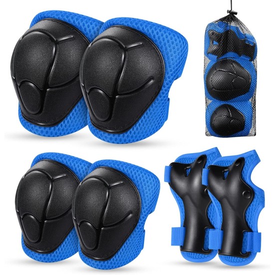 Kids Knee Pads Elbow Pads Wrist Guards for Toddler 3-8 Years 3 in 1 Protective Gear Sets for Bike Skateboard Rollerblading Cycling Scooter Skating(Blue) Kids Knee Pads Elbow Pads Wrist Guards for Toddler 3-8 Years 3 in 1 Protective Gear Sets for Bike Skateboard Rollerblading Cycling Scooter Skating(Blue)