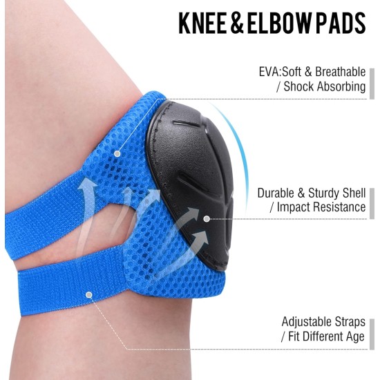 Kids Knee Pads Elbow Pads Wrist Guards for Toddler 3-8 Years 3 in 1 Protective Gear Sets for Bike Skateboard Rollerblading Cycling Scooter Skating(Blue) Kids Knee Pads Elbow Pads Wrist Guards for Toddler 3-8 Years 3 in 1 Protective Gear Sets for Bike Skateboard Rollerblading Cycling Scooter Skating(Blue)