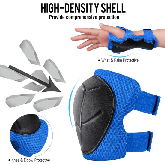 Kids Knee Pads Elbow Pads Wrist Guards for Toddler 3-8 Years 3 in 1 Protective Gear Sets for Bike Skateboard Rollerblading Cycling Scooter Skating(Blue) Kids Knee Pads Elbow Pads Wrist Guards for Toddler 3-8 Years 3 in 1 Protective Gear Sets for Bike Skateboard Rollerblading Cycling Scooter Skating(Blue)