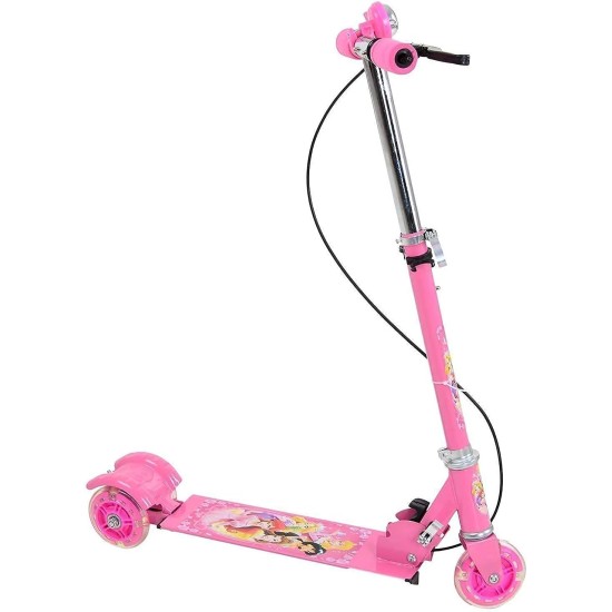 MATRUSHREE ENTERPRISES Road Runner Scooter for Kids of 3 to 14 Years Age 3 Adjustable Height, Foldable, LED PU Wheels & Weight Capacity 75 kgs Kick Scooter with Brake. [Pink]