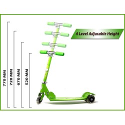 Qualimate Scooter for Kids 3 Wheeler Foldable Kick Skating Cycle with Brake and Bell, LED on Wheels and Height Adjustable for Boys and Girls Above 3 Years