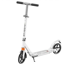 Beauenty Kids Scooter Teens Age 15+,2 Wheel Scooter for Kids with 3 Height Adjustable Handle,Foldable Kick Scooter,Lean to Steer,Non-Slip Deck,Lightweight, 220lbs/100KG Max Load (white)