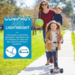 COOLBABY Little Kids 3 Wheel Kick Scooter - Street Push Scooter- LED Light-Up Wheels Foldable Design Support 80kg for Birthday