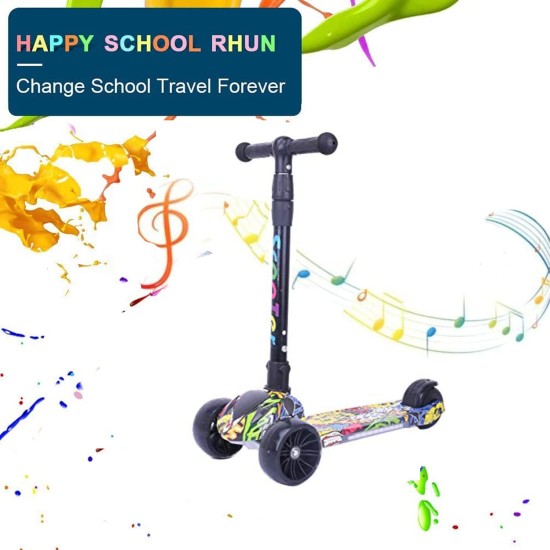 COOLBABY Little Kids 3 Wheel Kick Scooter - Street Push Scooter- LED Light-Up Wheels Foldable Design Support 80kg for Birthday