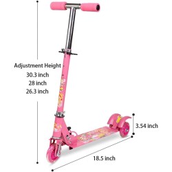 DobuyMall Mini Kick Scooter Aluminum Folding Scooters with LED Light Up Wheels, Adjustable Height for Kids Girls Boys Toddler, Ages 3-8 Years- Muli color - Different Characters