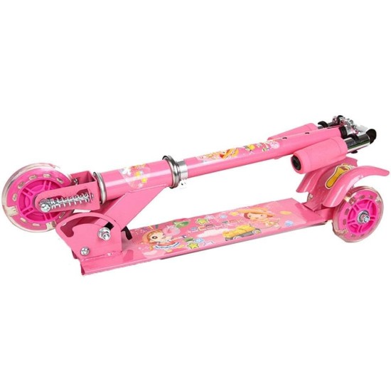 DobuyMall Mini Kick Scooter Aluminum Folding Scooters with LED Light Up Wheels, Adjustable Height for Kids Girls Boys Toddler, Ages 3-8 Years- Muli color - Different Characters