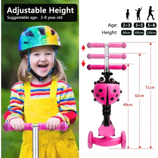 Dripex 5-in-1 Kids Scooter Toddler Scooter with Flashing Led Light Up Wheels 3 Wheels Kick Scooter with Adjustable Handlebar Removable Seat and Push Handle Dripex 5-in-1 Kids Scooter Toddler Scooter with Flashing Led Light Up Wheels 3 Wheels Kick Scooter with Adjustable Handlebar Removable Seat and Push Handle
