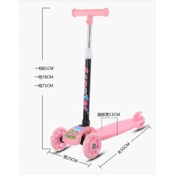 Generic Baby girls pink folding scooter easy to carry and store - Print And Character May Vary