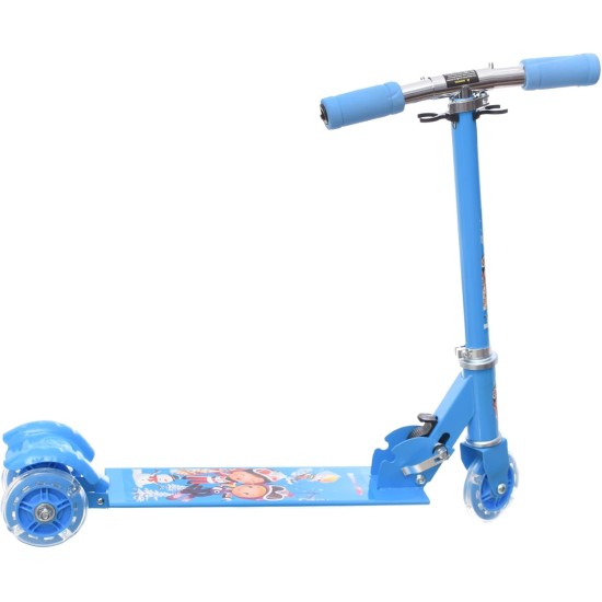 Generic Scooter front wheel With 2 rear wheels and Foot brake For Kids, Gift, fun and entertainment - Babyblue