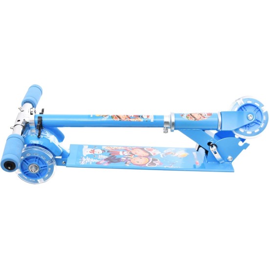 Generic Scooter front wheel With 2 rear wheels and Foot brake For Kids, Gift, fun and entertainment - Babyblue