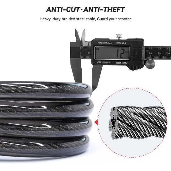 LEQISMART Scooter Lock for A8 Electric Scooter Adults, Bike Lock with 4 Digit Resettable Combination, 4 FEET Long with 1/2 in Diameter LEQISMART Scooter Lock for A8 Electric Scooter Adults, Bike Lock with 4 Digit Resettable Combination, 4 FEET Long with 1/2 in Diameter