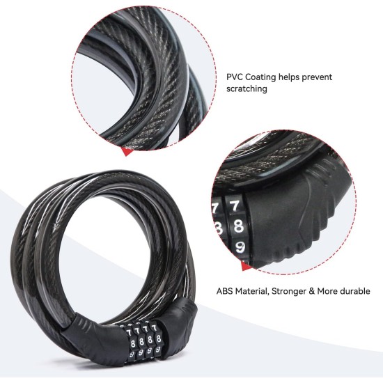 LEQISMART Scooter Lock for A8 Electric Scooter Adults, Bike Lock with 4 Digit Resettable Combination, 4 FEET Long with 1/2 in Diameter LEQISMART Scooter Lock for A8 Electric Scooter Adults, Bike Lock with 4 Digit Resettable Combination, 4 FEET Long with 1/2 in Diameter