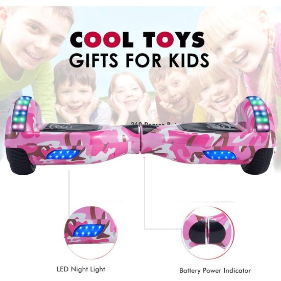 Magic Vida 6,5'' Hoverboard - Bluetooth - Motor 700W - LED - Elektrisk Skateboard Self Balance Scooter - för barn och vuxna - camo rosa Magic Vida 6,5'' Hoverboard - Bluetooth - Motor 700W - LED - Elektrisk Skateboard Self Balance Scooter - för barn och vuxna - camo rosa
