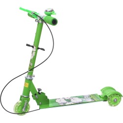 Scooter front wheel With 2 rear wheels and hand brake, foot brake and bell For Kids, Gift, fun and entertainment - Multi Color