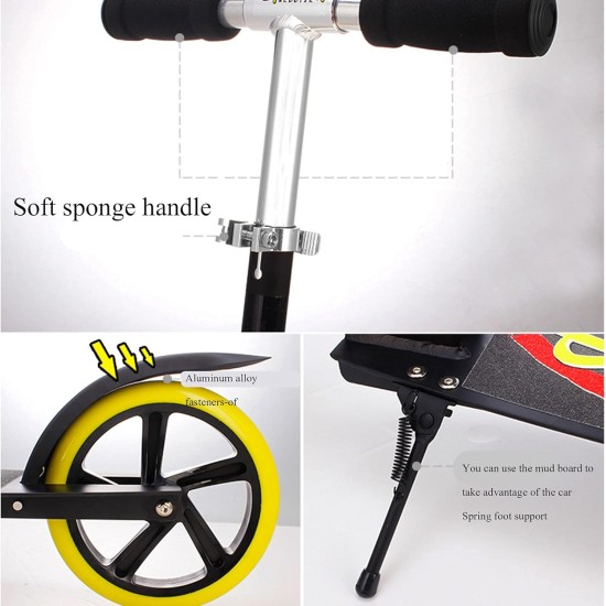 YUNLILI Multi-purpose Two-Wheeled Scooter for Adults Over 10 Years Old Using PU Shock-Absorbing Wheels Handlebar Height Adjustable in 3 Levels Maximum Weight 100 kg -B/B (Color : B) YUNLILI Multi-purpose Two-Wheeled Scooter for Adults Over 10 Years Old Using PU Shock-Absorbing Wheels Handlebar Height Adjustable in 3 Levels Maximum Weight 100 kg -B/B (Color : B)
