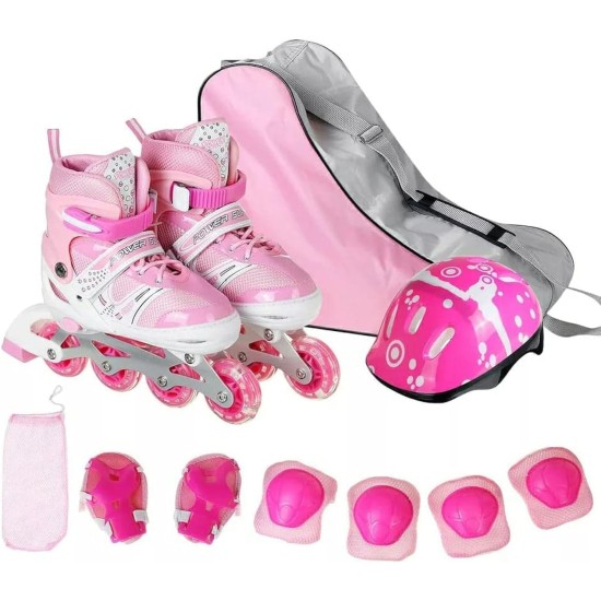 SportQ Inline Slets, Adjustable Shoes with Light-up Wheels for Kids and Adults Included Sleds with Elbow Pads Protective Kit Helmet Ski Accessories SportQ Inline Slets, Adjustable Shoes with Light-up Wheels for Kids and Adults Included Sleds with Elbow Pads Protective Kit Helmet Ski Accessories