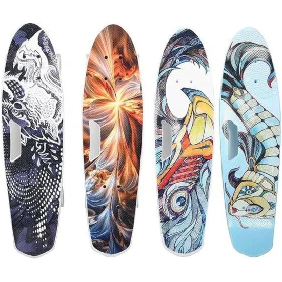 SportQ Premium Complete Skateboard 65cm with Carry Handles and Colorful LED Light Up Wheels for Kids Girls Boys Teens Beginners SportQ Premium Complete Skateboard 65cm with Carry Handles and Colorful LED Light Up Wheels for Kids Girls Boys Teens Beginners