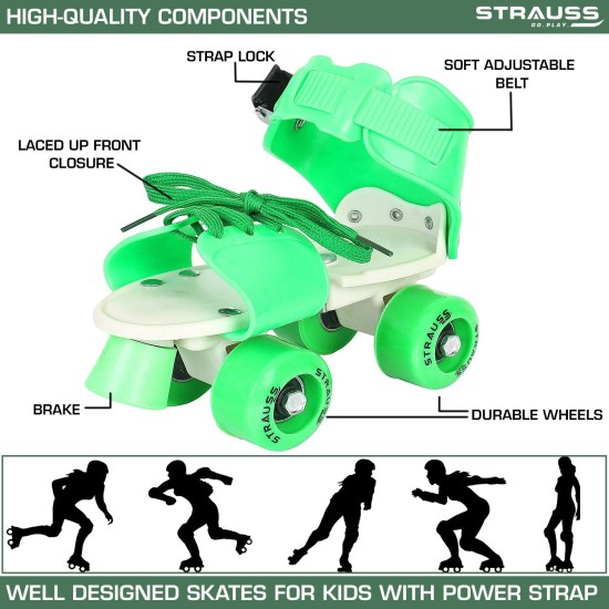 Strauss Kids Roller Skates, 5-11 Years, (Green) Strauss Kids Roller Skates, 5-11 Years, (Green)