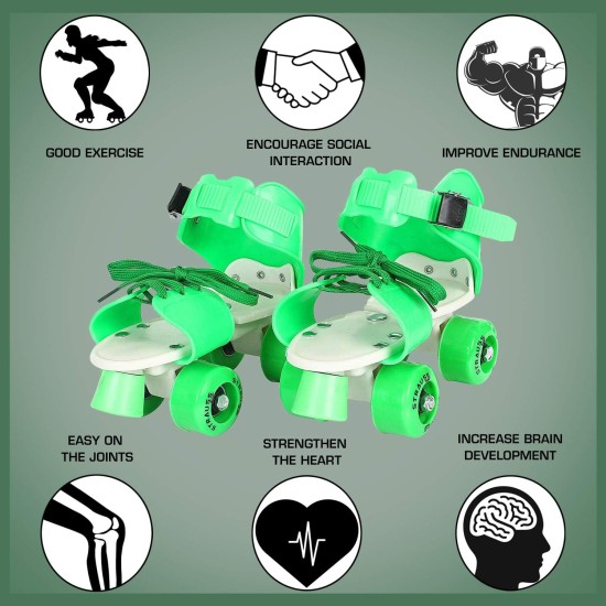 Strauss Kids Roller Skates, 5-11 Years, (Green) Strauss Kids Roller Skates, 5-11 Years, (Green)