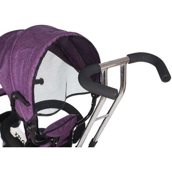 Tricycle with Head Cover and Pedals for Kids - Purple and Black Tricycle with Head Cover and Pedals for Kids - Purple and Black